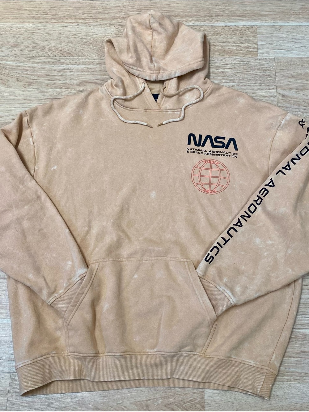 HyperSpace NASA Hoodie Men’s 2XL Tan XRS Suzaku Graphic Sweatshirt Mineral Wash
